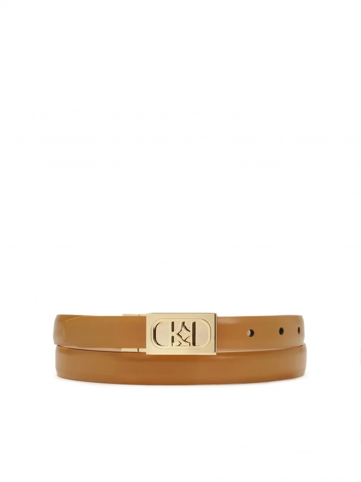 kazar Beige and brown double-sided belt with full buckle