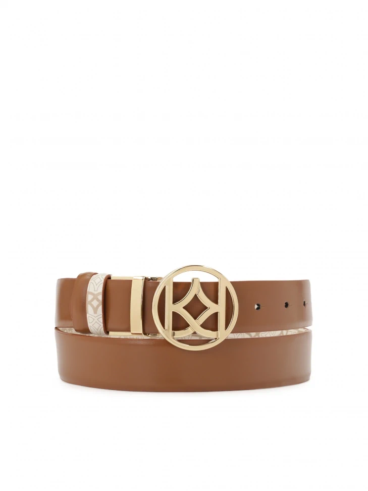 Kazar Beige And Brown Double-sided Belt With Monograms KAZAR