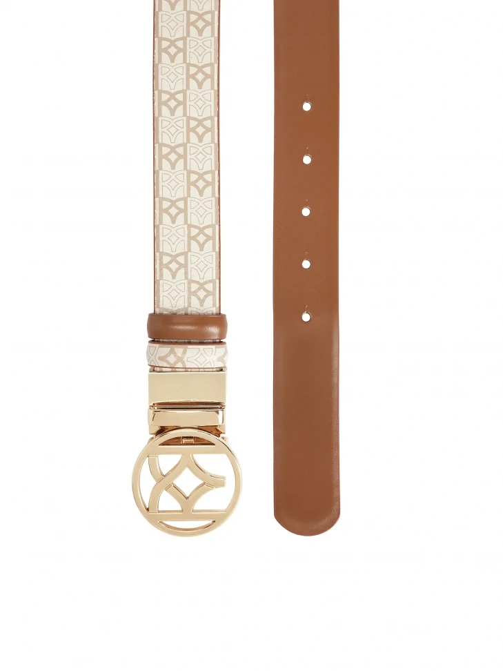 Kazar Beige And Brown Double-sided Belt With Monograms KAZAR