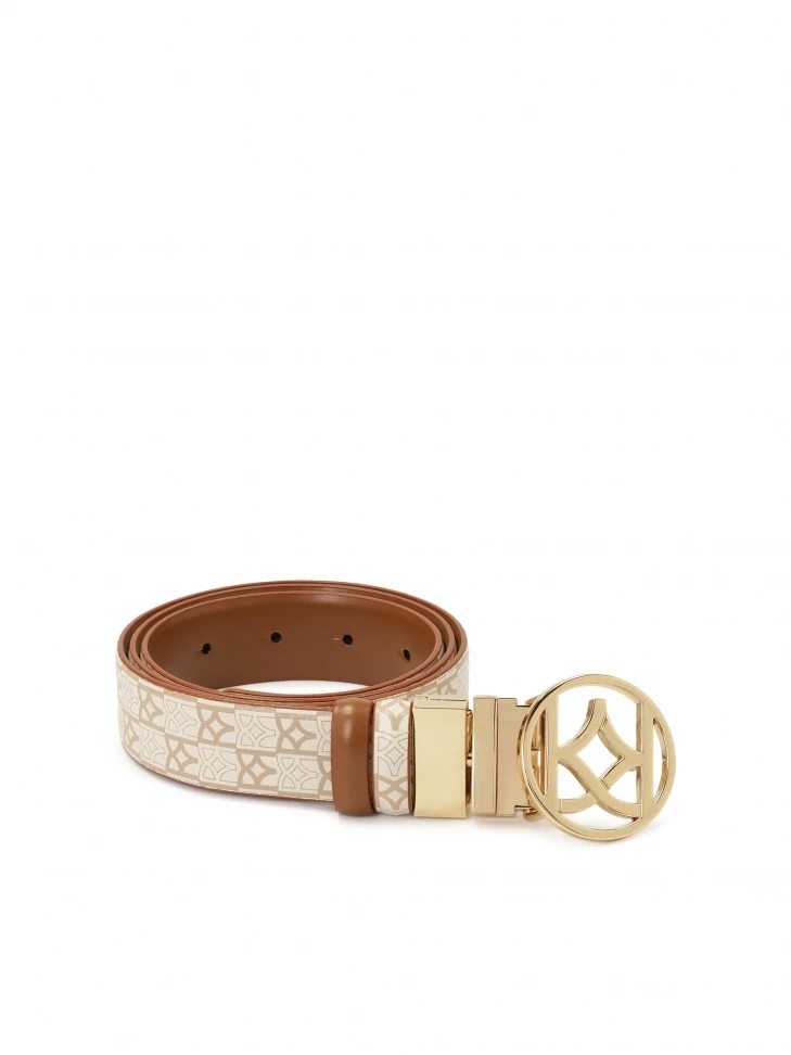 Kazar Beige And Brown Double-sided Belt With Monograms KAZAR
