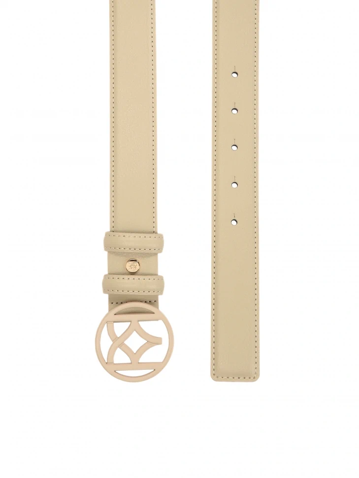 Kazar Beige Belt With Large Monogram Buckle By KAZAR