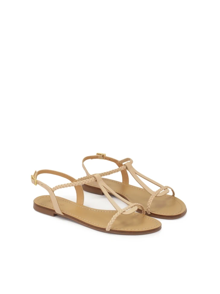 Kazar Beige Colored Sandals Decorated With Braided Strap