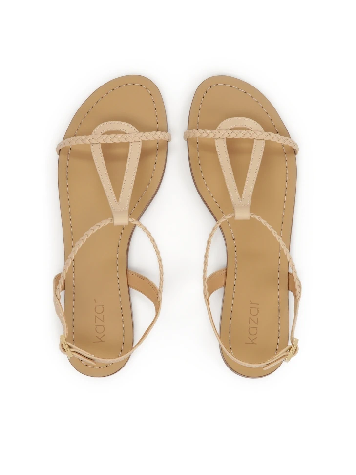 Kazar Beige Colored Sandals Decorated With Braided Strap