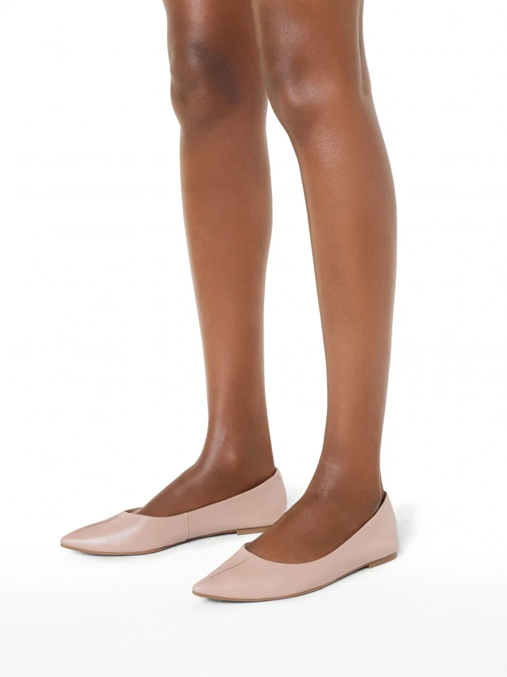 Kazar Beige Leather Ballerinas In Full Grain Leather