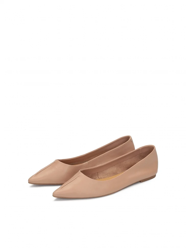 Kazar Beige Leather Ballerinas In Full Grain Leather