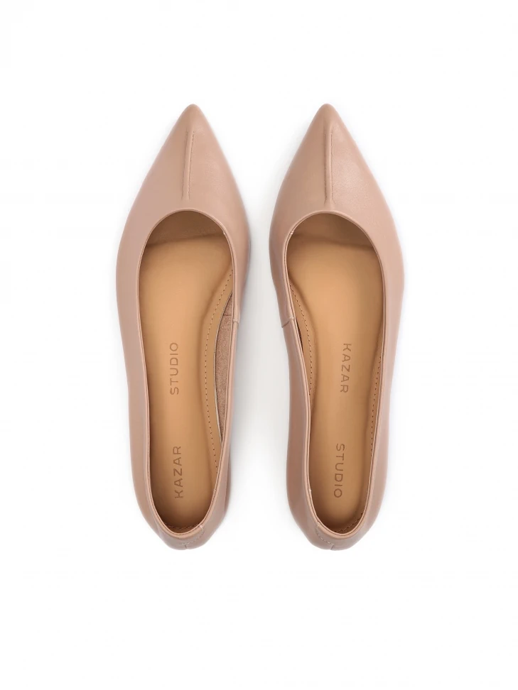 kazar Beige leather ballerinas in full grain leather