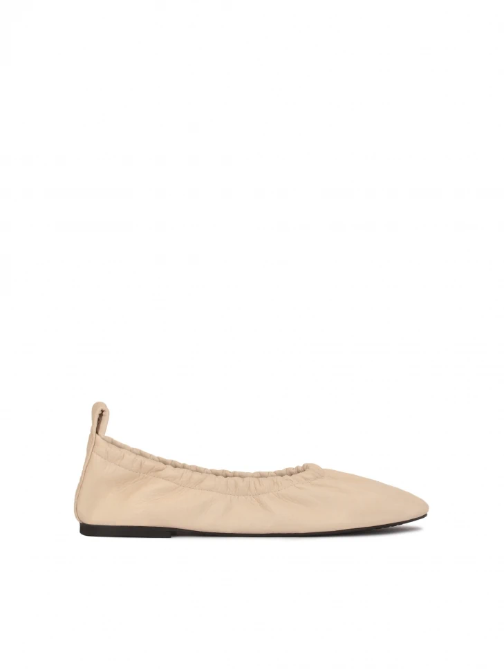 kazar Beige leather ballerinas with elastic on the upper