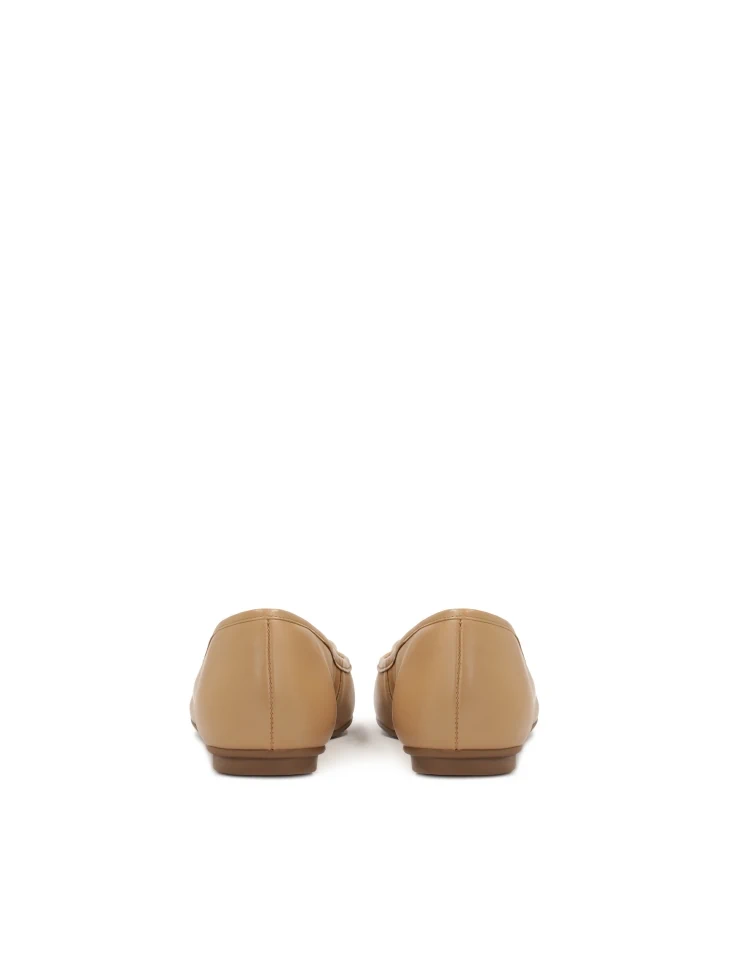 Kazar Beige Leather Ballerinas With Metal Embellishment