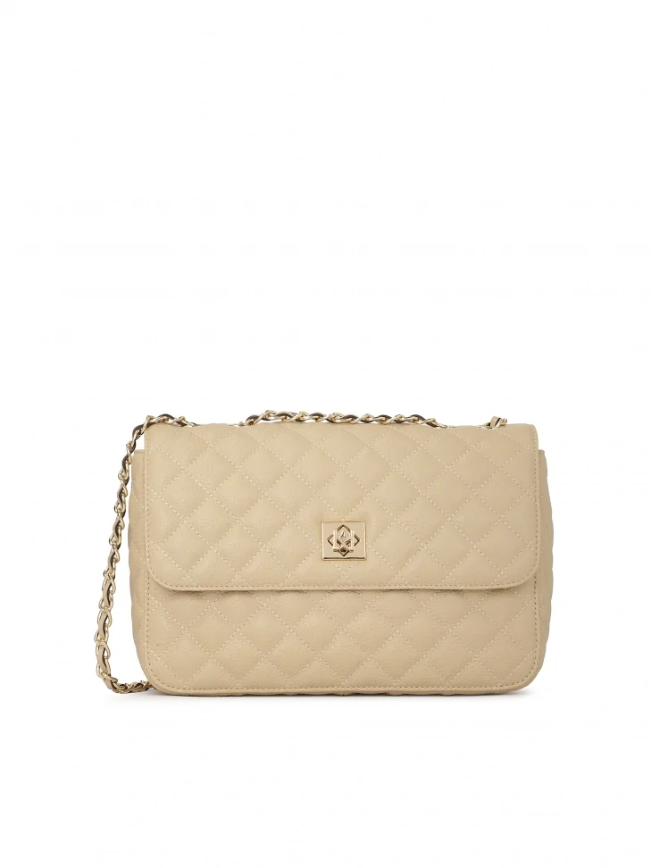 kazar Beige leather handbag with striking quilted pattern