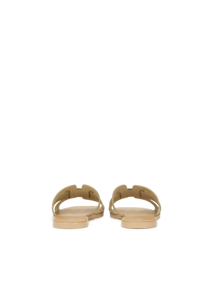 Kazar Beige Natural Leather Slides With A Minimalist Design