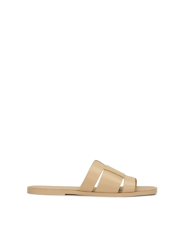 kazar Beige natural leather slides with a minimalist design