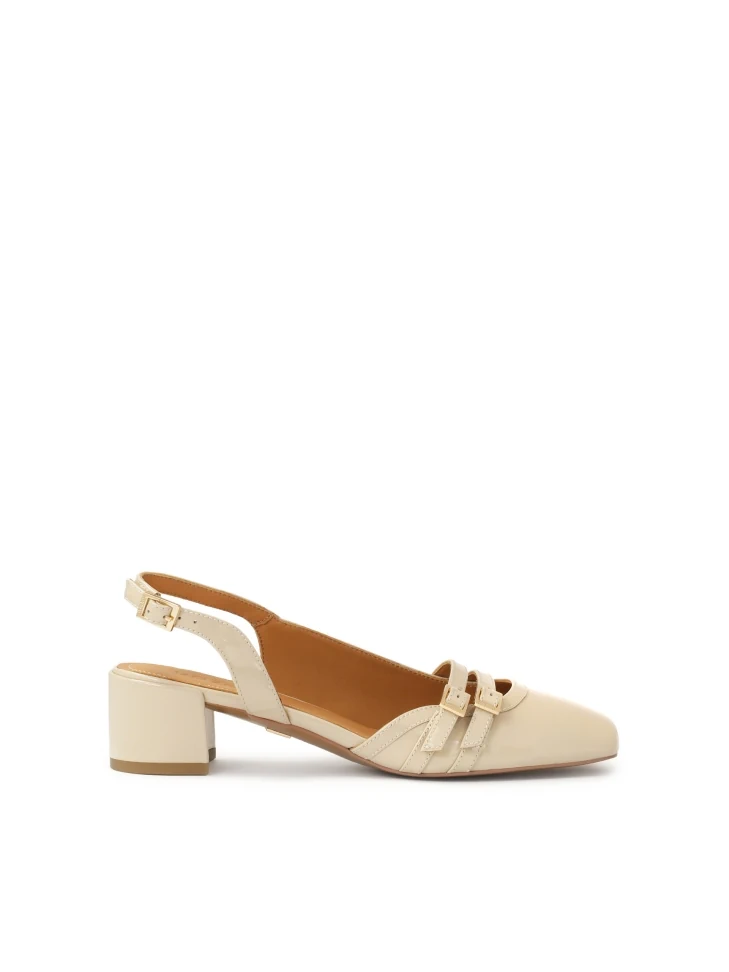 kazar Beige patent leather pumps with cut-out upper