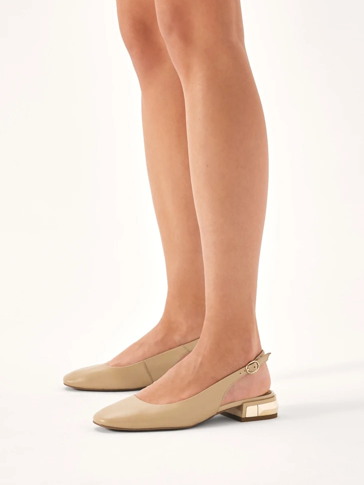 Kazar Beige Pumps With Metal Embellishment On The Heel