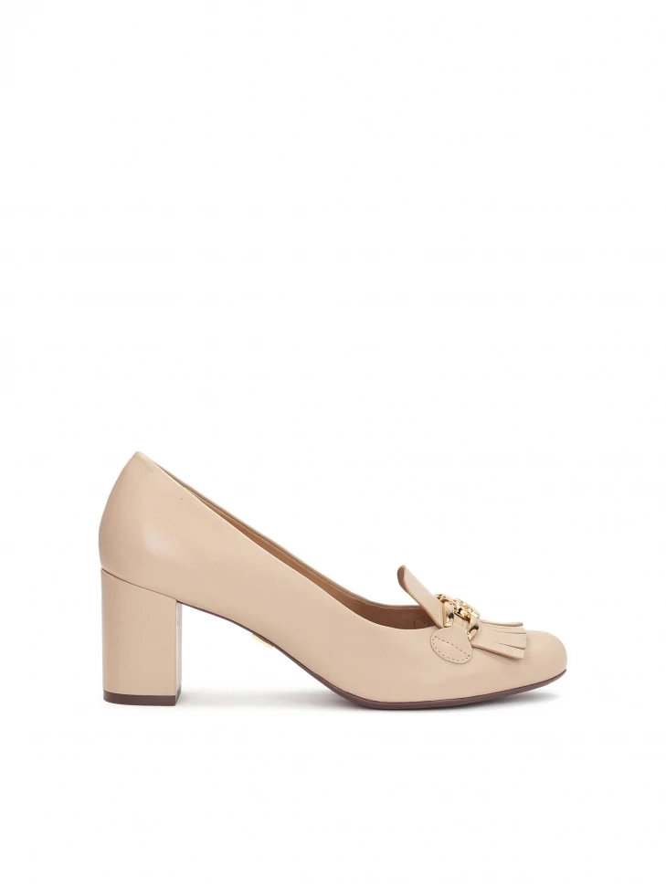 kazar Beige stiletto pumps with tassels and a chain