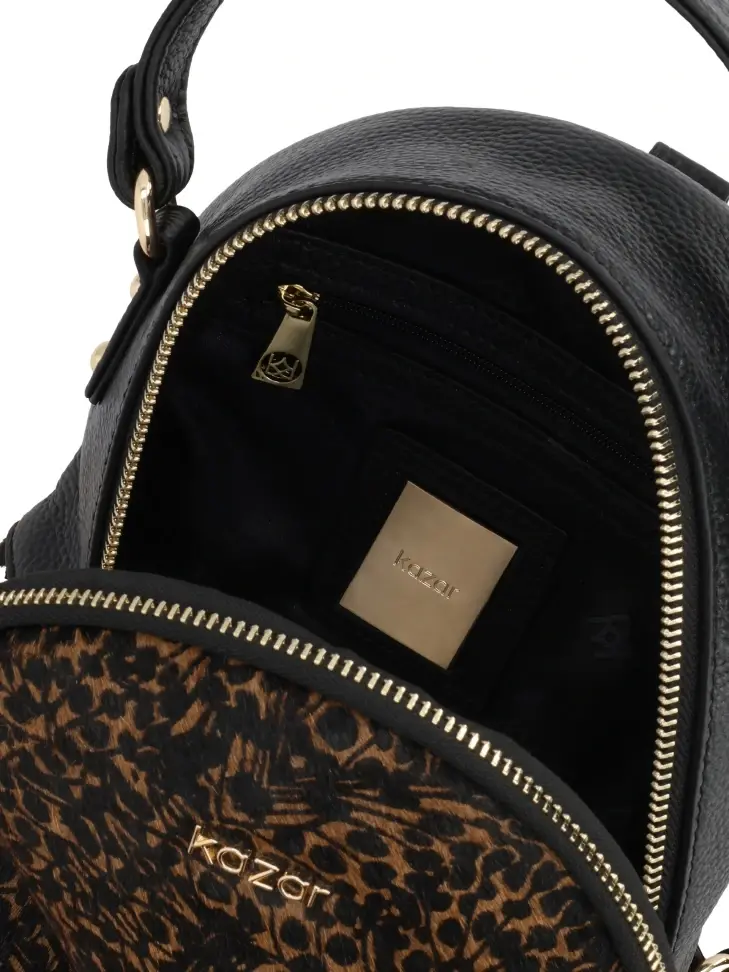 Kazar Black And Brown Backpack With Natural Bristles