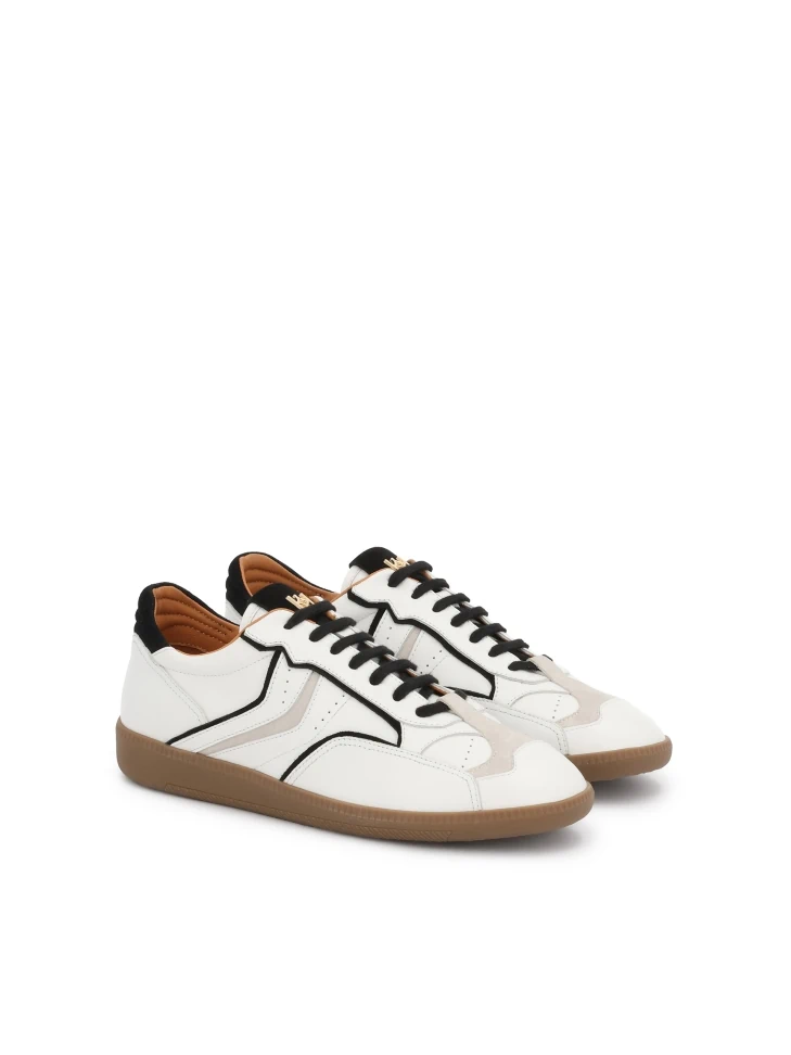 Kazar Black And White Leather Sneakers With Suede Inset Pattern