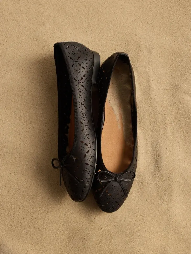 kazar Black ballerinas decorated with openwork pattern