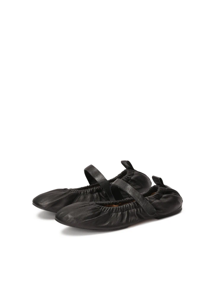 Kazar Black Ballerinas With Elastic Band And Midfoot Strap