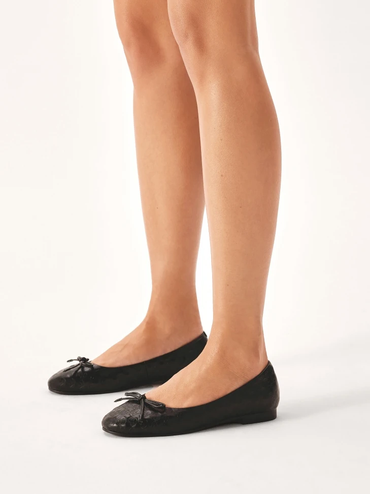 Kazar Black Ballerinas With Embossed Monogram KAZAR