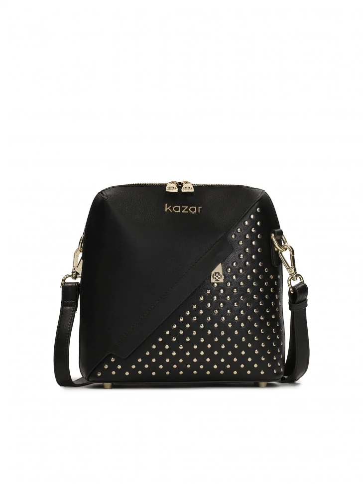 kazar Black belt handbag decorated with small rivets
