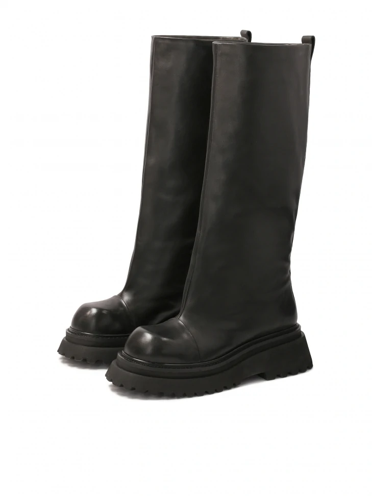 Kazar Black Boots On A Thick Sole With A Wide Upper