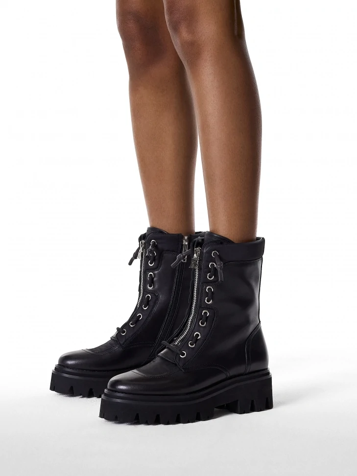 Kazar Black Boots With A High Upper On A Trefoil Sole