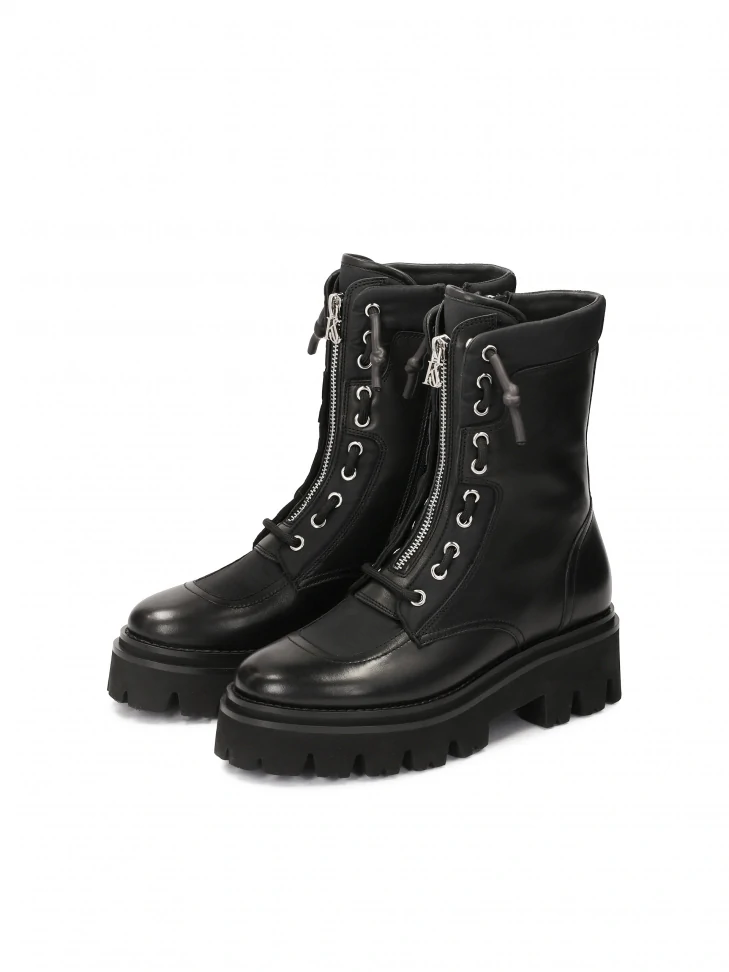 Kazar Black Boots With A High Upper On A Trefoil Sole