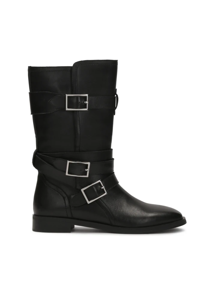 kazar Black boots with a higher upper decorated with buckles