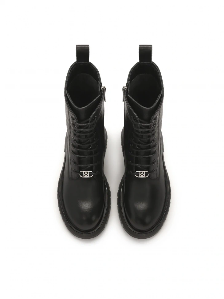 Kazar Black Boots With High Upper In Military Style