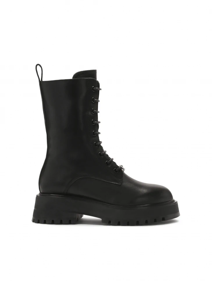 kazar Black boots with high upper in military style