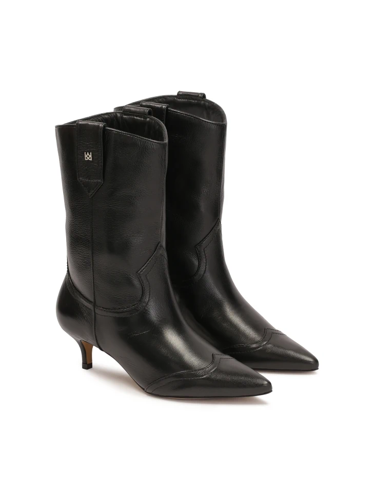Kazar Black Boots With Rounded Upper In Cowboy Style