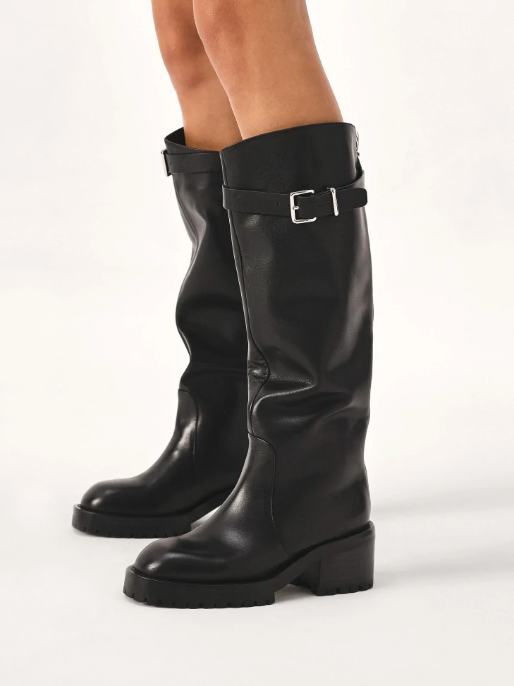 Kazar Black Boots With Strap And Buckle Around The Upper