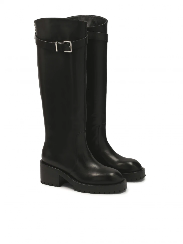 Kazar Black Boots With Strap And Buckle Around The Upper