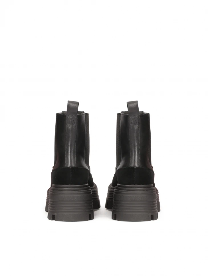 kazar Black Chelsea boots on an elevated sole with embossing