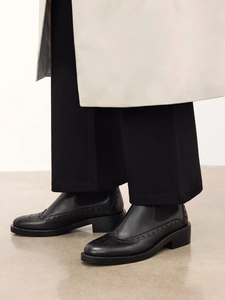 Kazar Black Chelsea Boots With Rosette Embellishment