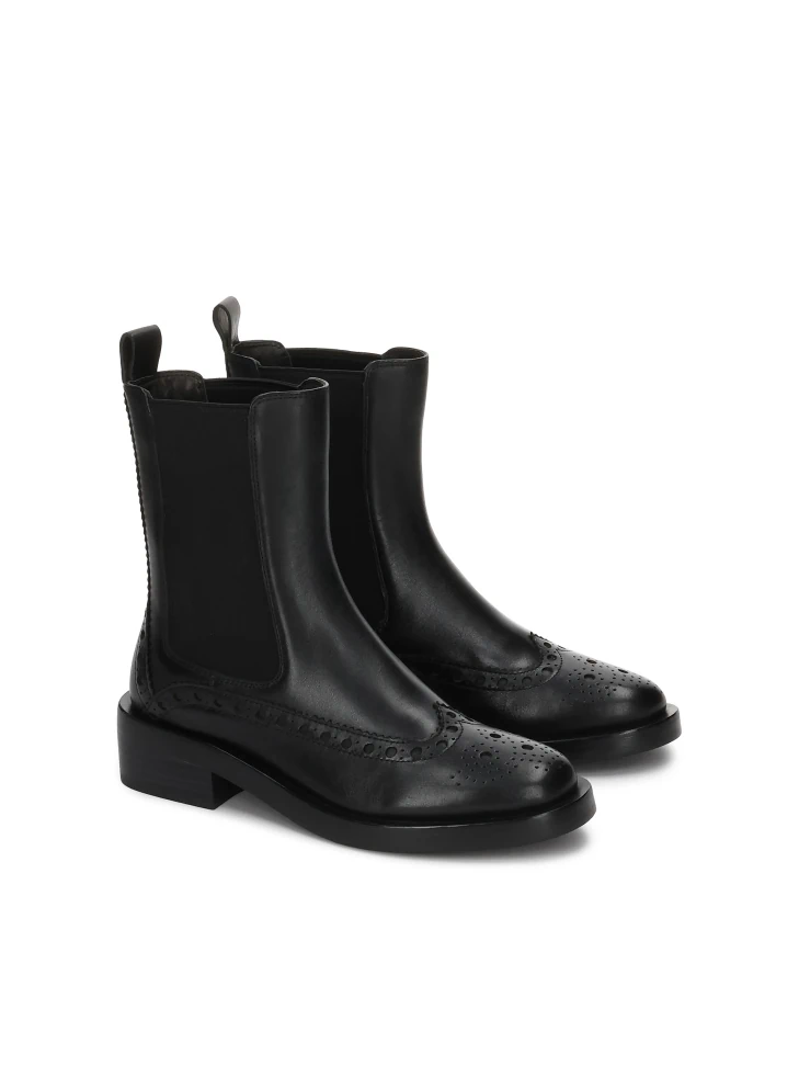 Kazar Black Chelsea Boots With Rosette Embellishment