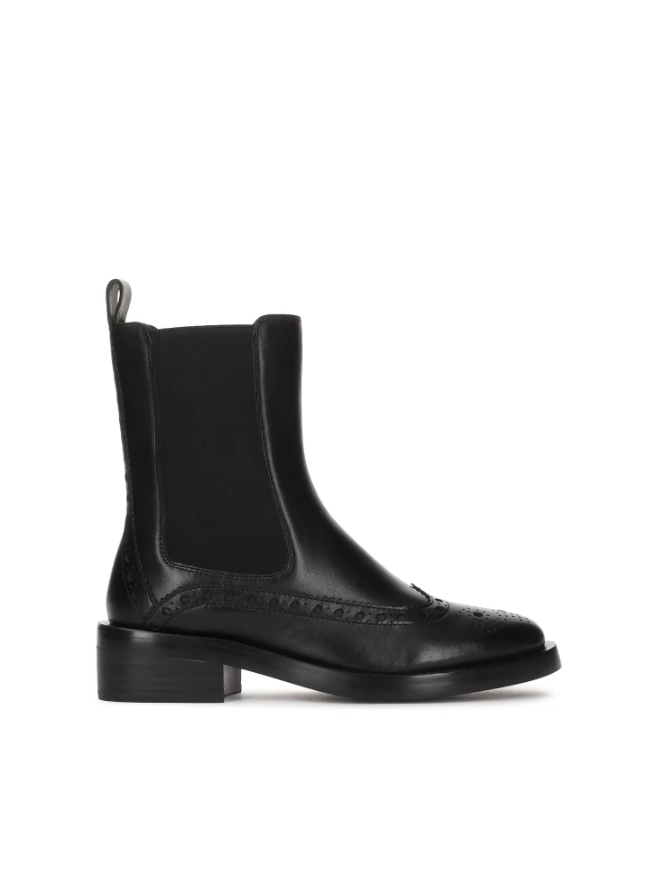 kazar Black Chelsea boots with rosette embellishment