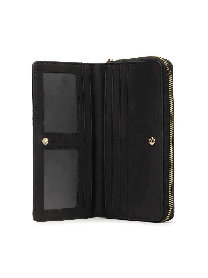 Kazar Black Embossed Leather Wallet With Animal Motif