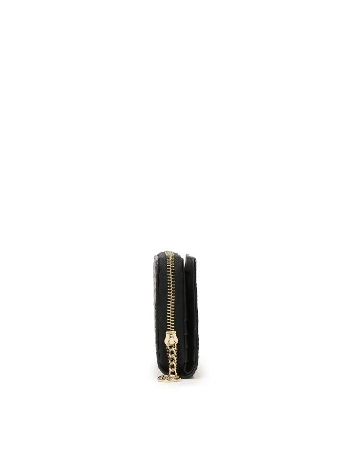 Kazar Black Embossed Leather Wallet With Animal Motif