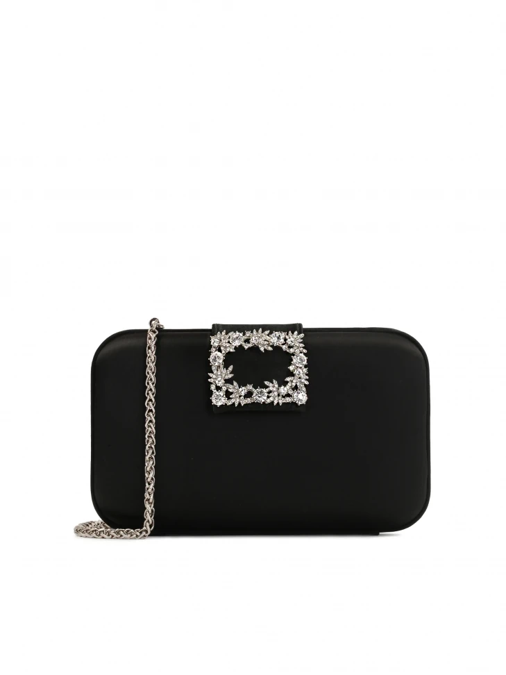 kazar Black evening bag made of fabric with a jewellery fastening