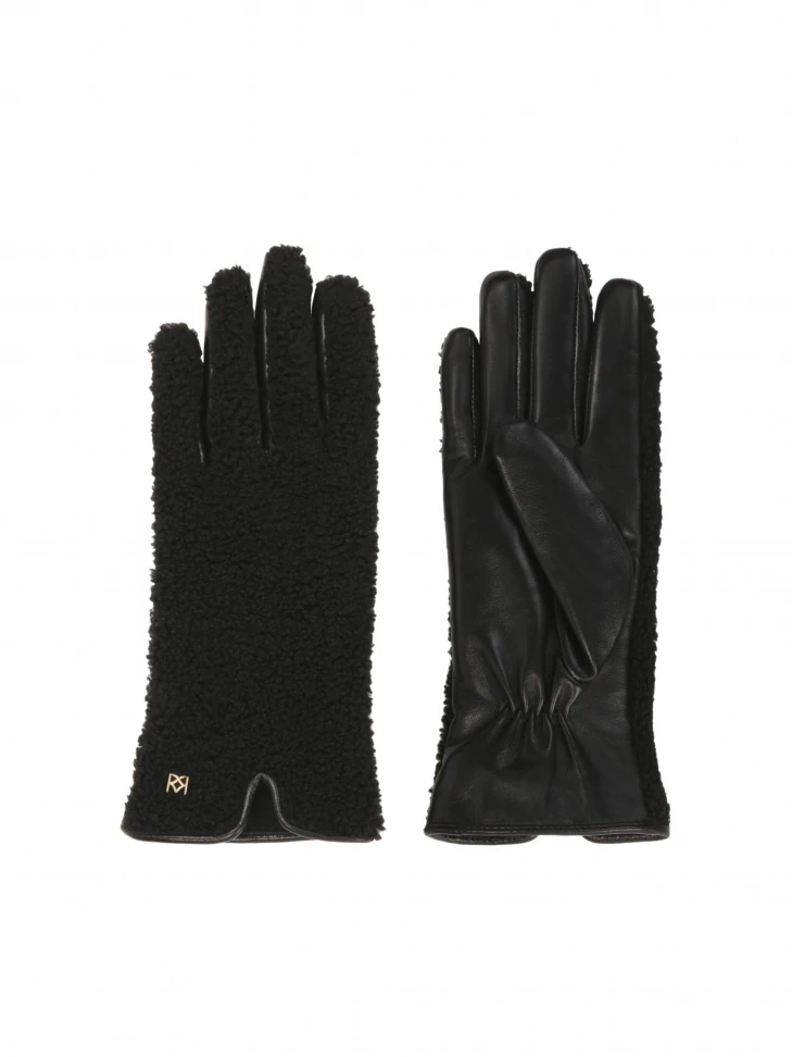 Kazar Black Gloves Made Of Leather And Imitation Lambskin