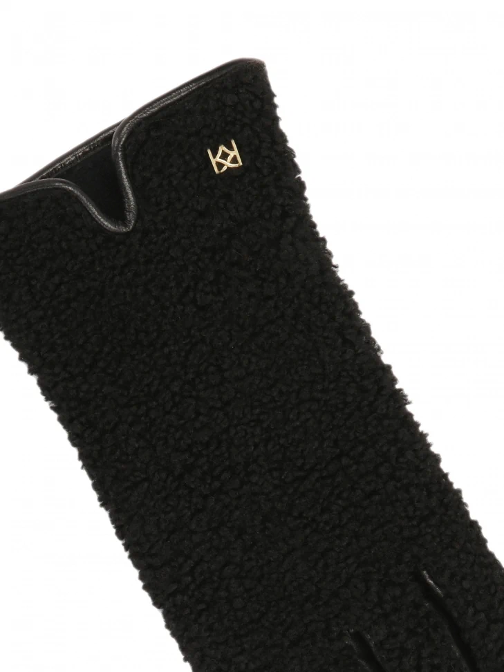 Kazar Black Gloves Made Of Leather And Imitation Lambskin