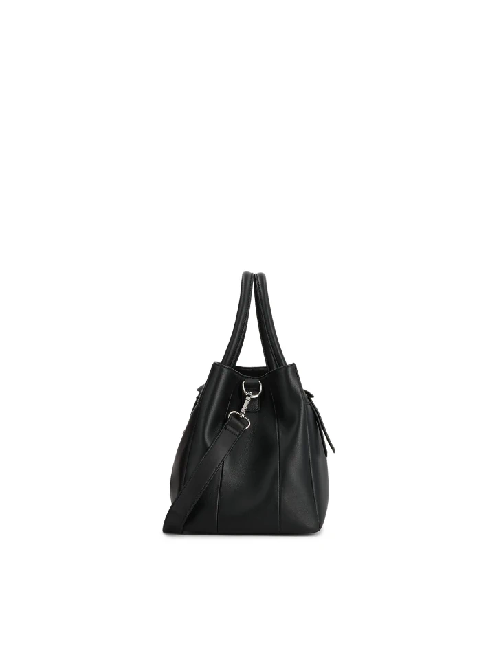 Kazar Black Handbag Made Of Soft Natural Leather With Elongated Cut