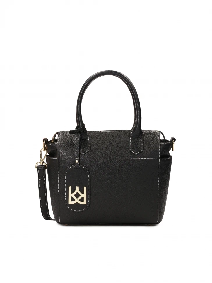 kazar Black handbag with contrasting white stitching