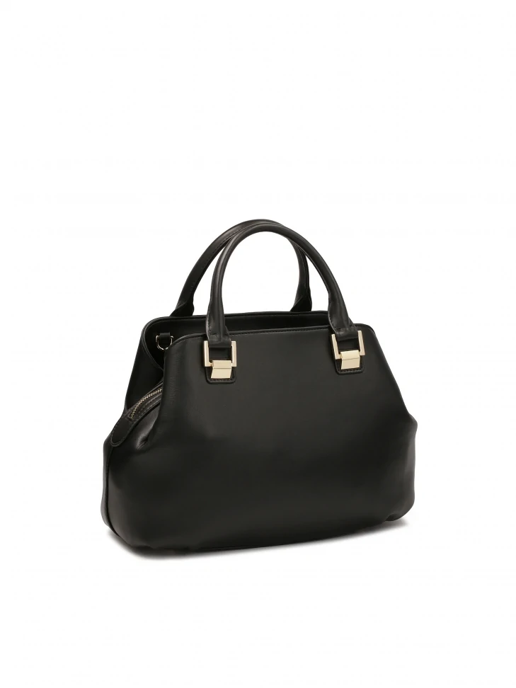 Kazar Black Handbag With Handles And Detachable Strap