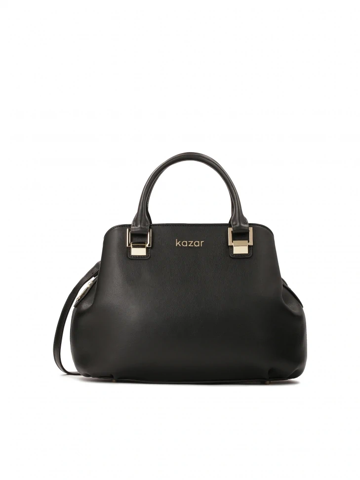 kazar Black handbag with handles and detachable strap