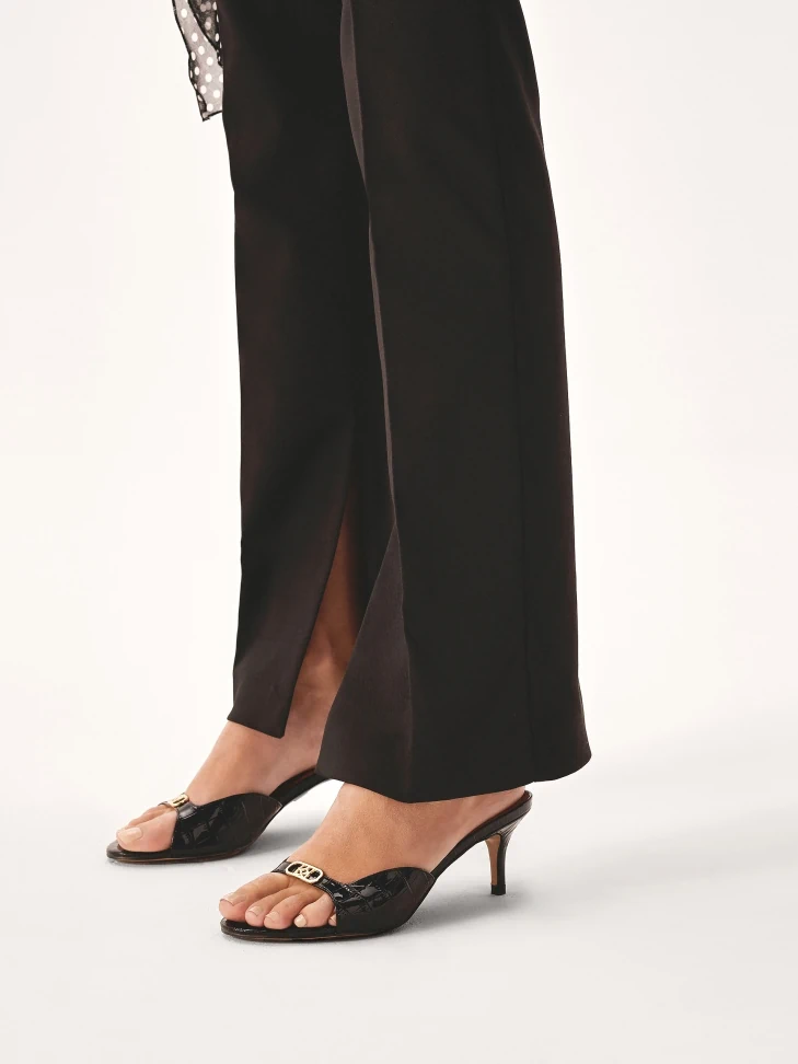Kazar Black Heeled Mules Made Of Embossed Patent Leather