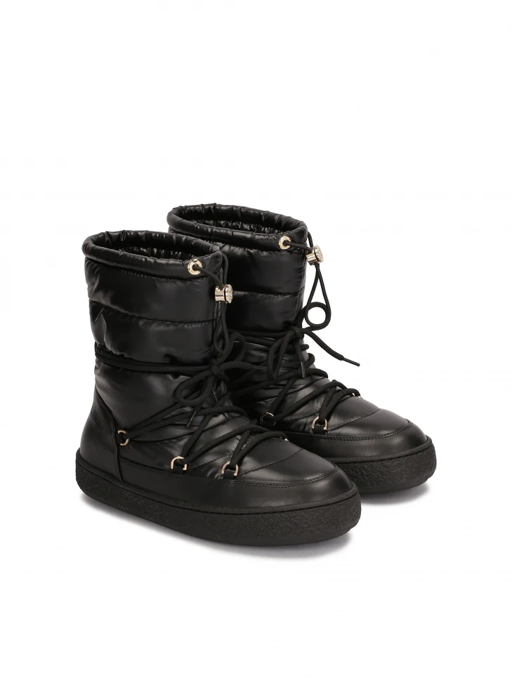 Kazar Black Insulated Snow Boots Made Of Combined Materials