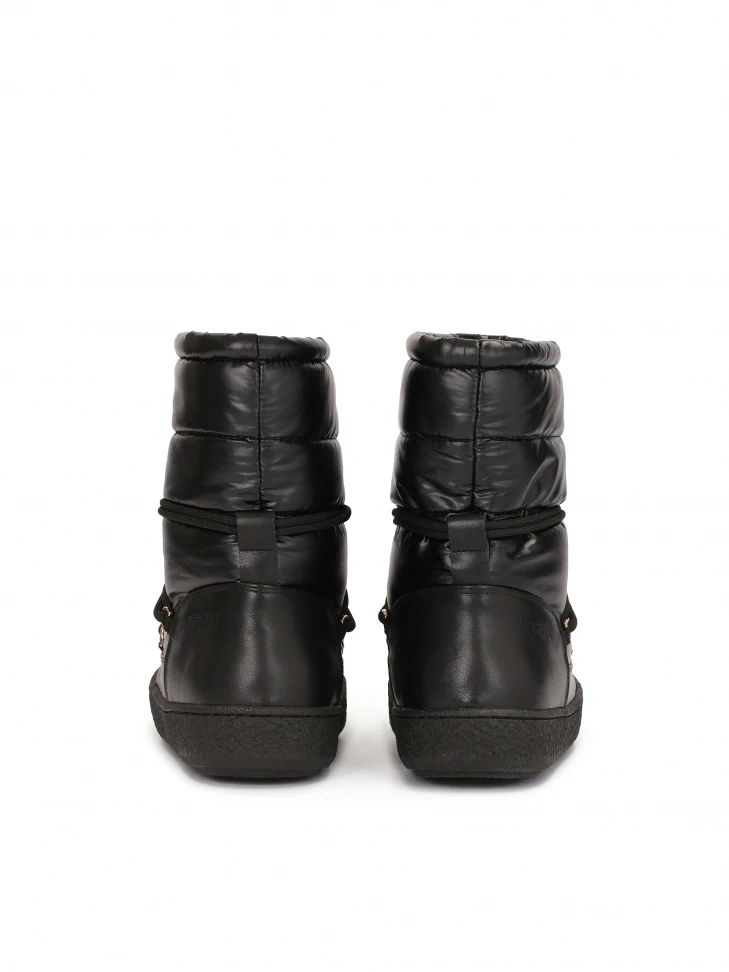 Kazar Black Insulated Snow Boots Made Of Combined Materials