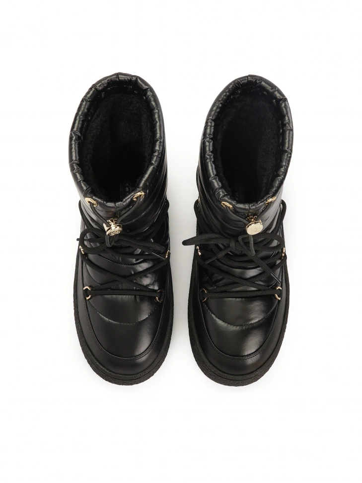 Kazar Black Insulated Snow Boots Made Of Combined Materials